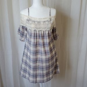 Soieblu Red White Blue Plaid Sundress Womens Small